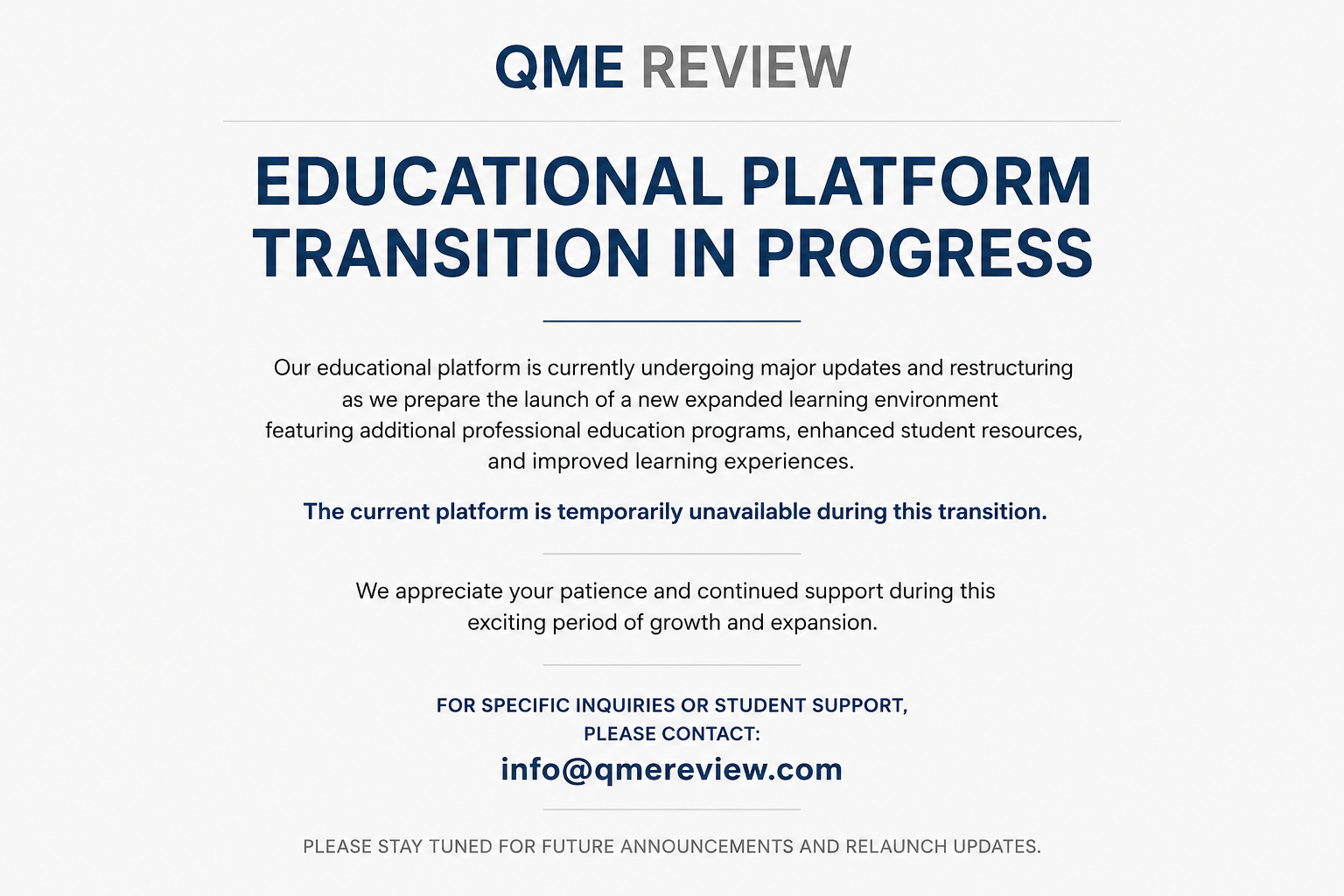 Platform Transition Announcement.